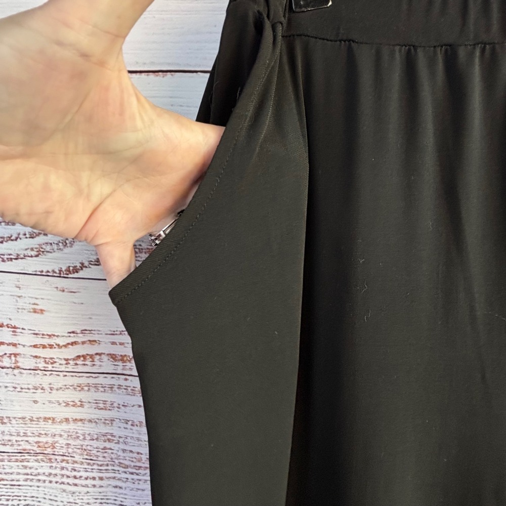 Minimalist Wide Leg Pants Slinky Brand XL Black Travel Flowy Drape USA Palazzo - Picture 6 of 10